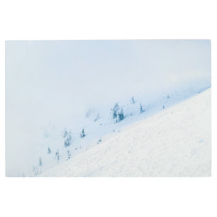Frozen trees sun and clouds in the mountains metal print