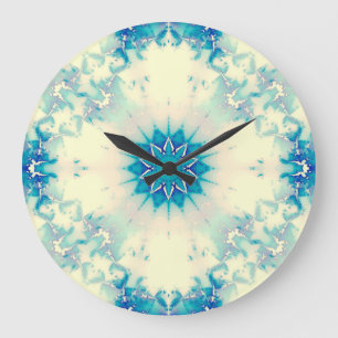 Frozen Water Blue Winter Snowflake No Numbers Large Clock