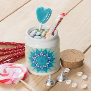 Frozen Water Frosty Blue Winter Snowflake Candy Jar