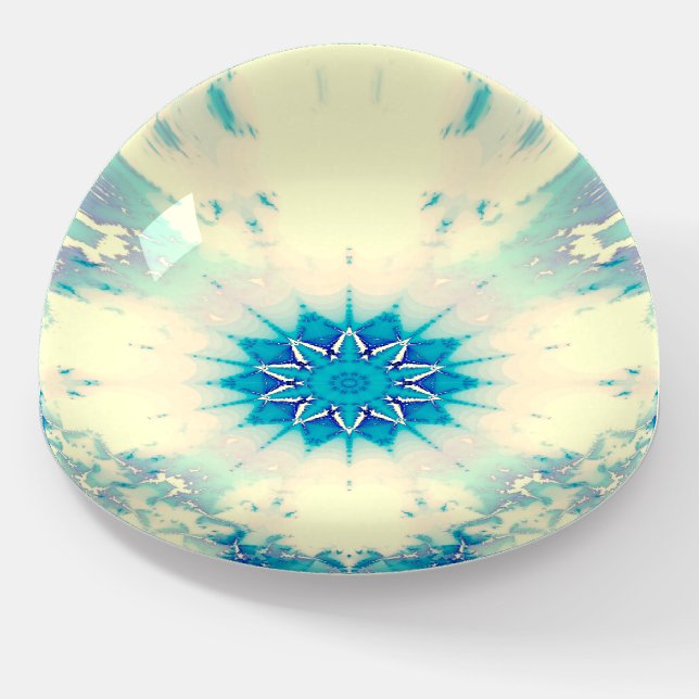 Frozen Water Frosty Blue Winter Snowflake Paperweight (Angled)