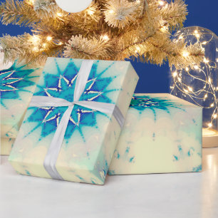 Frozen Water Frosty Blue Winter Snowflake Wrapping Paper