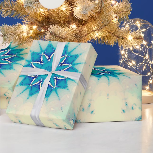 Frozen Water Frosty Blue Winter Snowflake Wrapping Paper (Holidays)