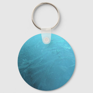 Frozen Water Ice Blue Frost Chic Winter Metallic Keychain