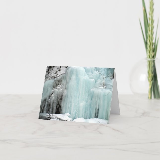 Frozen Waterfall, blue Note Card (Front)