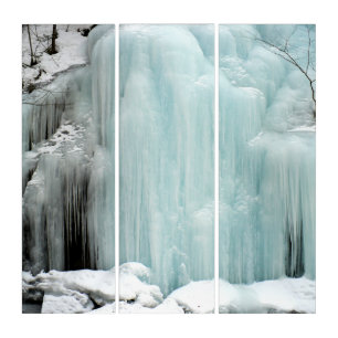 Frozen Waterfall, blue Triptych