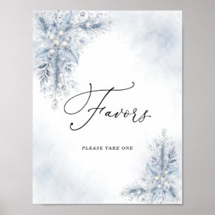 Frozen White Berries Winter Bridal Shower Favors Poster