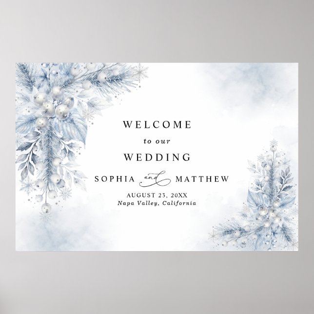 Frozen White Berries Winter Wedding  Poster (Front)