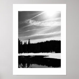 Frozen Winter Lake Forest Poster - Black and White