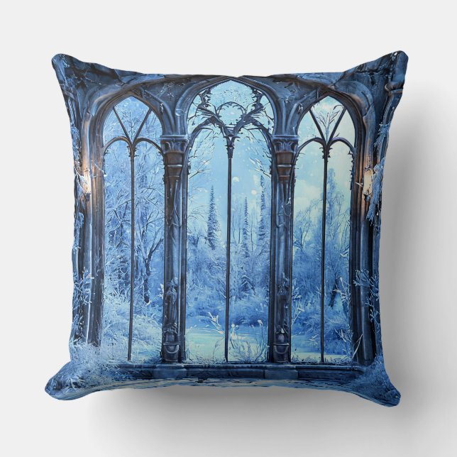 Frozen Winter Landscape Home Decor Throw Pillow (Front)