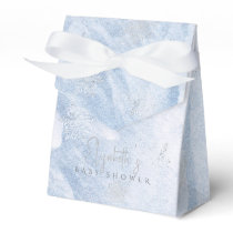 Frozen Winter Silver Snowflake Blue Baby Shower Favor Boxes