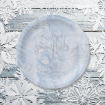 Frozen Winter Silver Snowflake Blue Baby Shower Paper Plates<br><div class="desc">This frozen winter "a little snowflake is on his way" boy baby shower paper plate features faux/fake silver snowflakes on a light blue background in watercolor. Personalize it for your needs. You can find matching products at my store.</div>