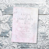 Frozen Winter Silver Snowflake Girl Baby Shower Invitation