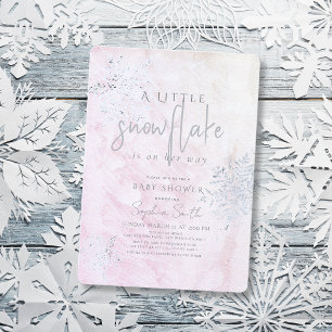Frozen Winter Silver Snowflake Girl Baby Shower Invitation