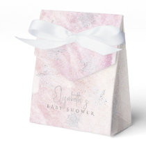 Frozen Winter Silver Snowflake Pink Baby Shower Favor Boxes