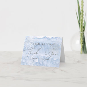 Frozen Winter Silver Snowflakes Wedding Letterpress Thank You Card