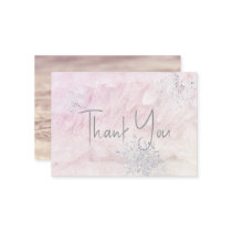 Frozen Winter Snowflake Pink Baby Shower Thank You Note Card