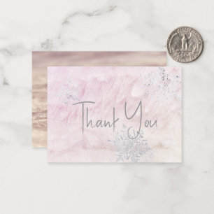 Frozen Winter Snowflake Pink Baby Shower Thank You Note Card