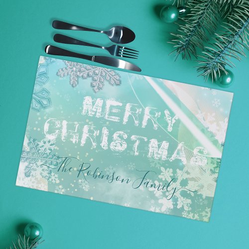 Frozen Winter Snowflakes Christmas Paper Placemat