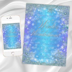 Frozen Winter Wonderland Birthday Party Invitation