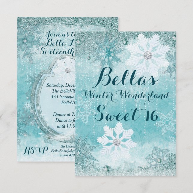 Frozen Winter Wonderland Party Invitations (Front/Back)