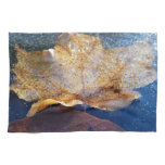 Frozen Yellow Maple Leaf Autumn Nature Kitchen Towel