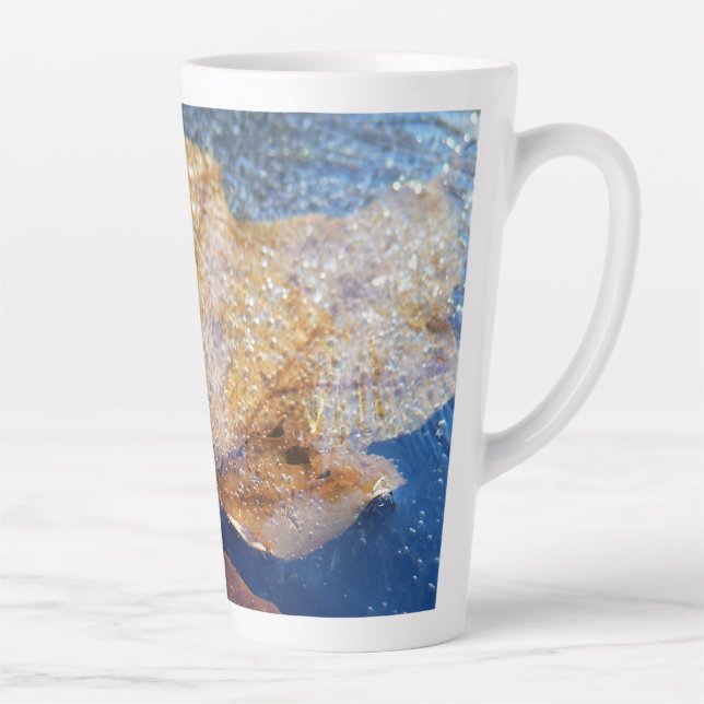 Frozen Yellow Maple Leaf Autumn Nature Latte Mug (Right)