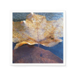 Frozen Yellow Maple Leaf Autumn Nature Paper Napkins