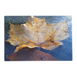 Frozen Yellow Maple Leaf Autumn Nature Placemat