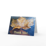 Frozen Yellow Maple Leaf Autumn Nature Thank You Card