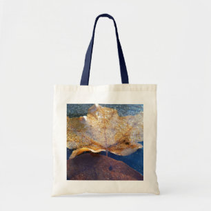 Frozen Yellow Maple Leaf Autumn Nature Tote Bag