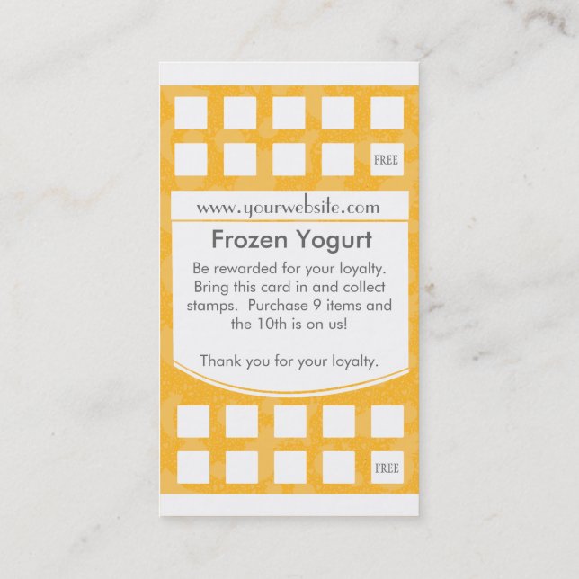 Frozen Yogurt Loyalty Business Card (Back)