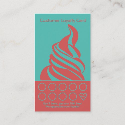 Frozen Yogurt Loyalty Business Card