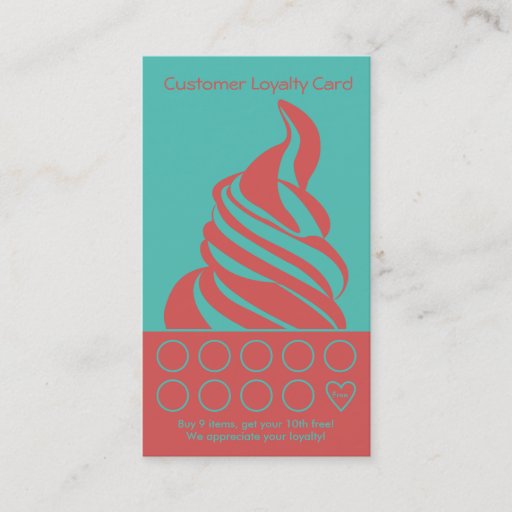 Customizable Frozen Yogurt Loyalty Business Card