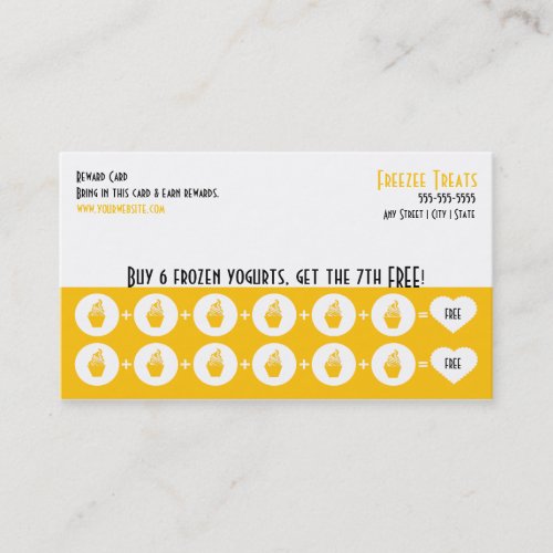 Frozen Yogurt Loyalty Business Card