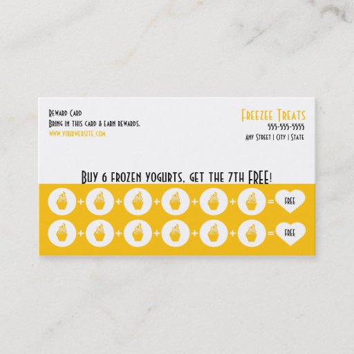 Customizable Frozen Yogurt Loyalty Business Card