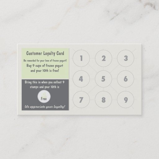 Customizable Frozen Yogurt Loyalty Business Card