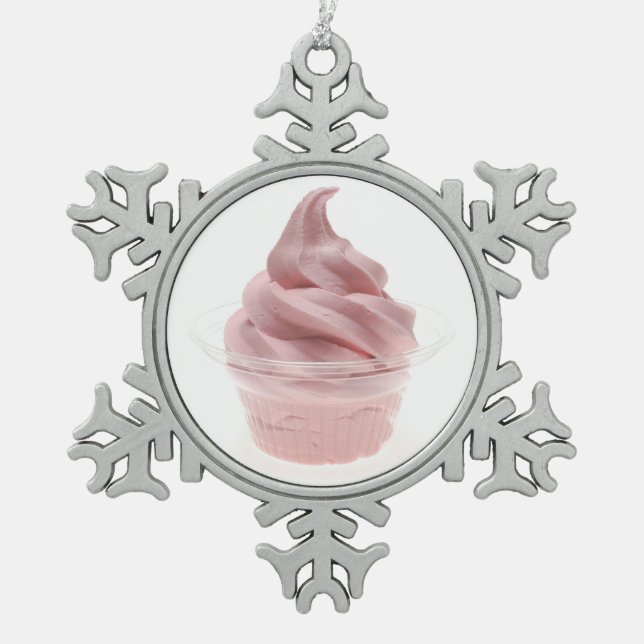 Frozen Yogurt Snowflake Pewter Christmas Ornament (Front)
