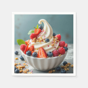 Frozen Yogurt With Berries and Granola Napkins
