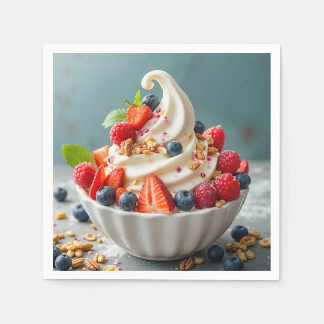 Frozen Yogurt With Berries and Granola Napkins (Front)
