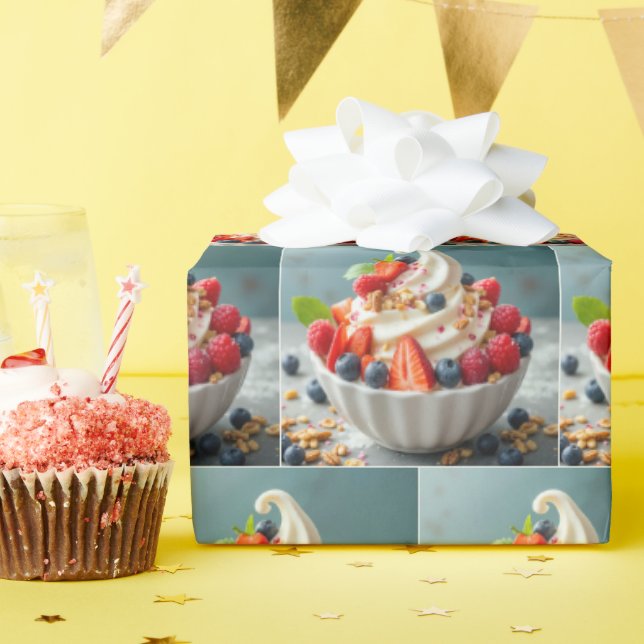 Frozen Yogurt With Berries and Granola Wrapping Paper (Birthday Party)