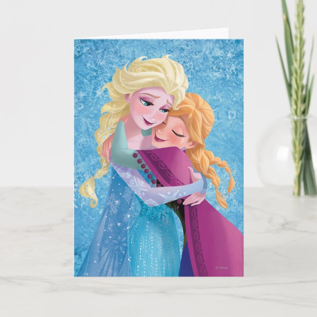 Frozen's Anna and Elsa | Hugging Card (Front)