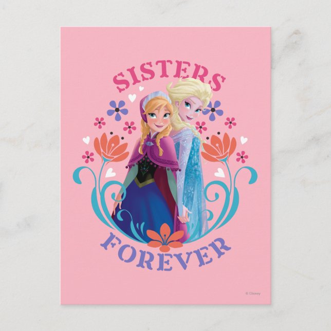 Frozen's Anna and Elsa | Sisters with Flowers Postcard (Front)