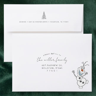 Frozen's Olaf Back Addressed Envelopes