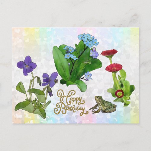 Frhlingsblumen mit Frosch Postcard