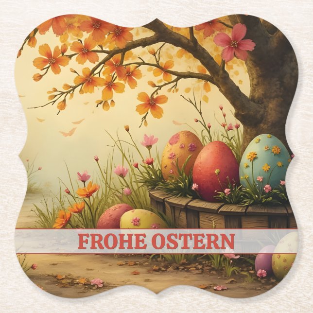 Frühlingsblütenzauber mit Ostereierpracht Paper Coaster (Front)