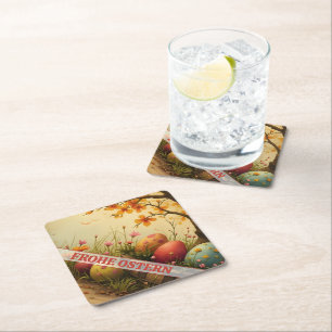 Frühlingsblütenzauber mit Ostereierpracht Paper Coaster