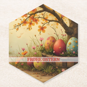 Frühlingsblütenzauber mit Ostereierpracht Paper Coaster