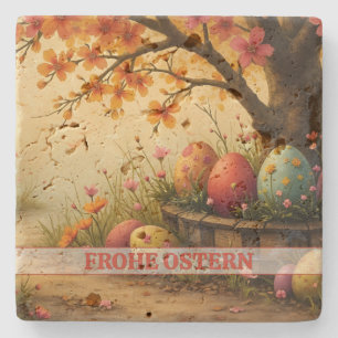Frühlingsblütenzauber mit Ostereierpracht Stone Coaster