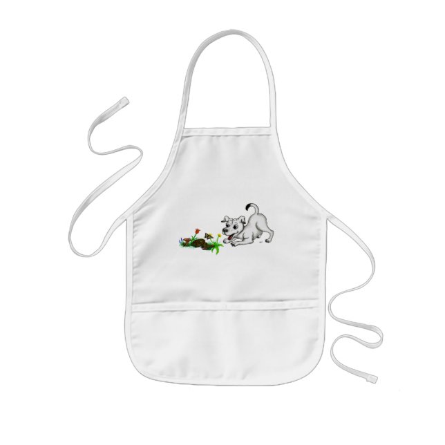 Frühlingserwachen, Welpe mit Schmetterling Kids' Apron (Front)