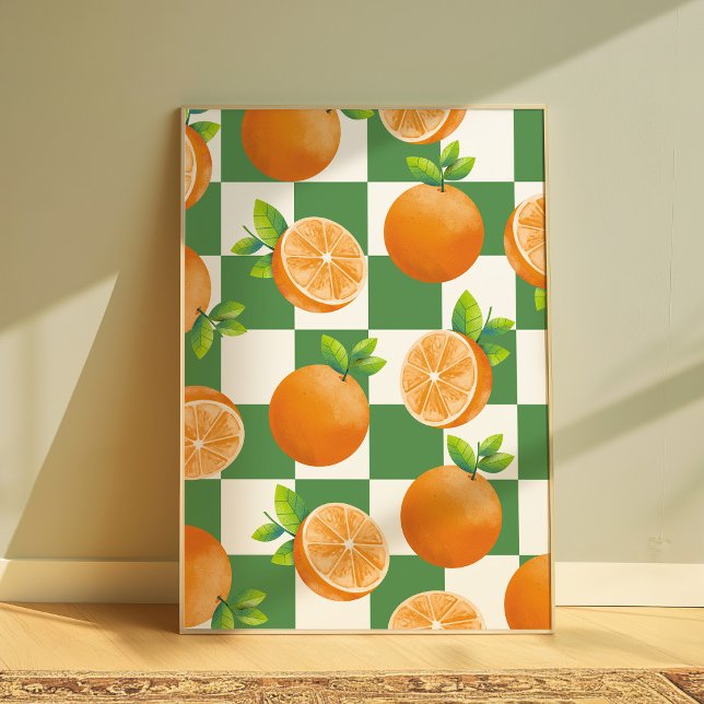 Fruit Aesthetic Orange Checkerboard Wall Art  (Creator Uploaded)